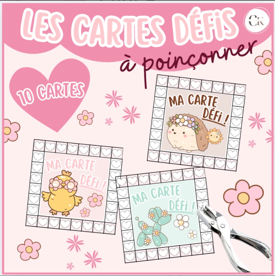 Cartes défis à poinçonner