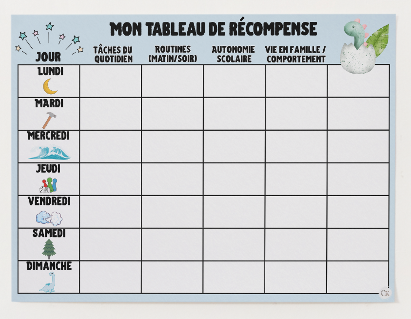 Tableaux de récompense