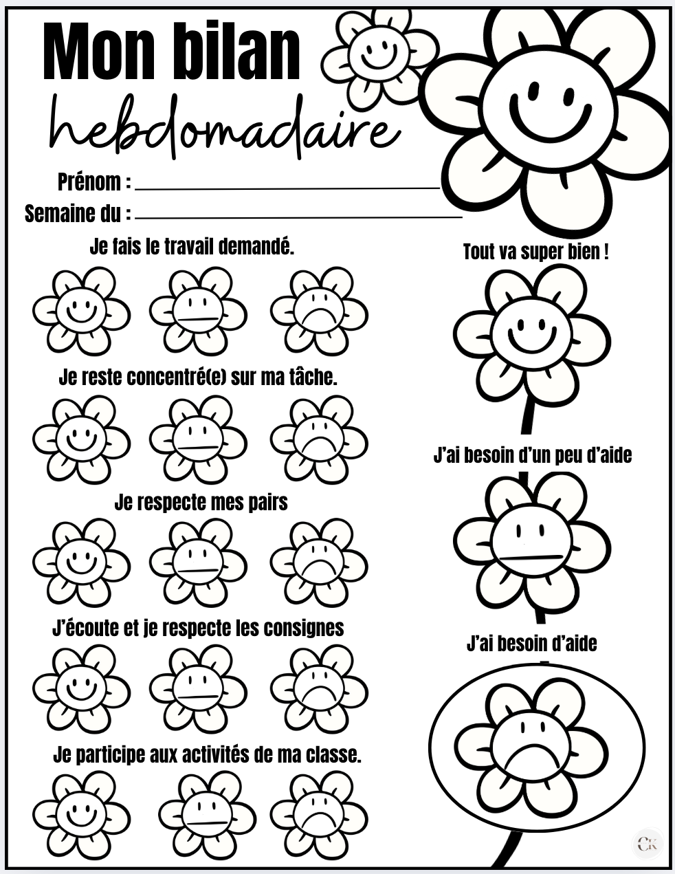 Bilan hebdomadaire