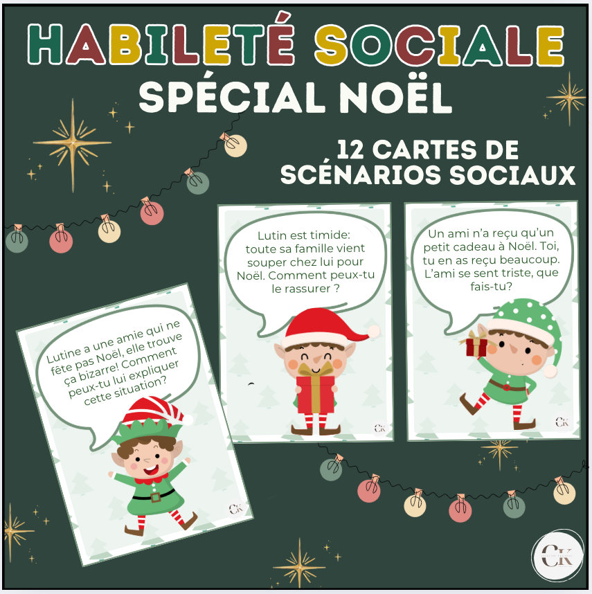 Cartes d’habiletés sociales de Noël