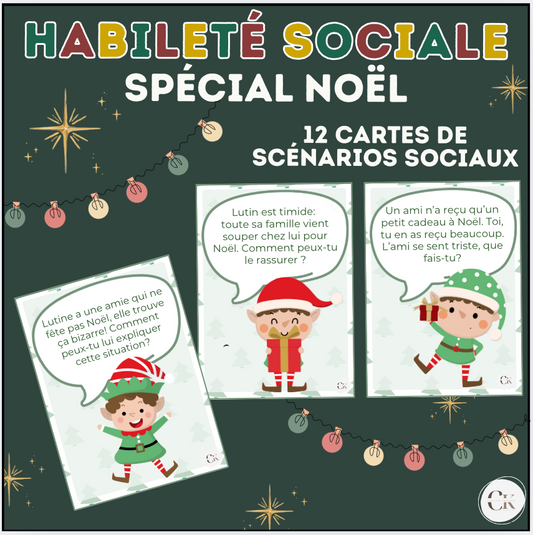 Cartes d’habiletés sociales de Noël