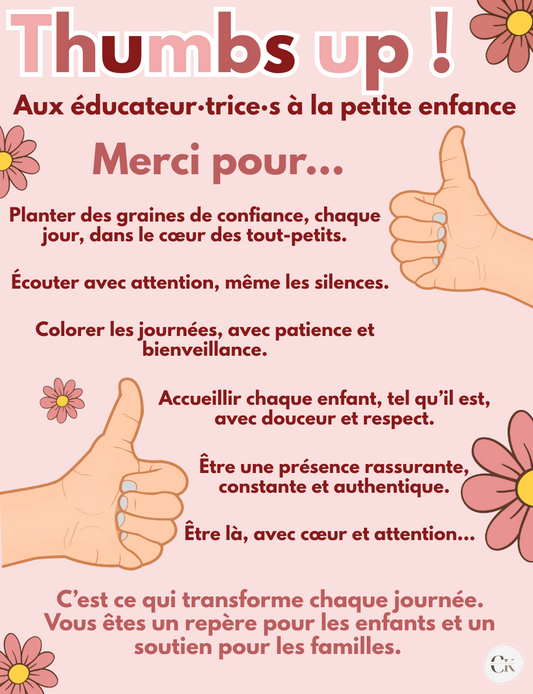 Affiche: Remerciement aux éducateurs, éducatrices de la petite enfance