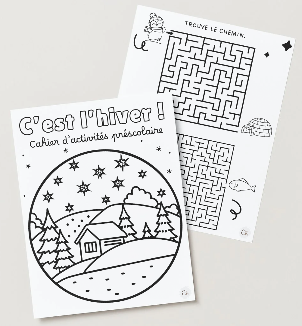 Cahier d'activité hiver : Préscolaire