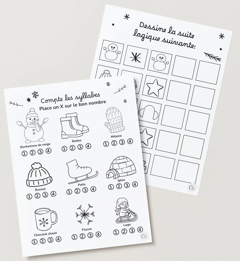 Cahier d'activité hiver : Préscolaire