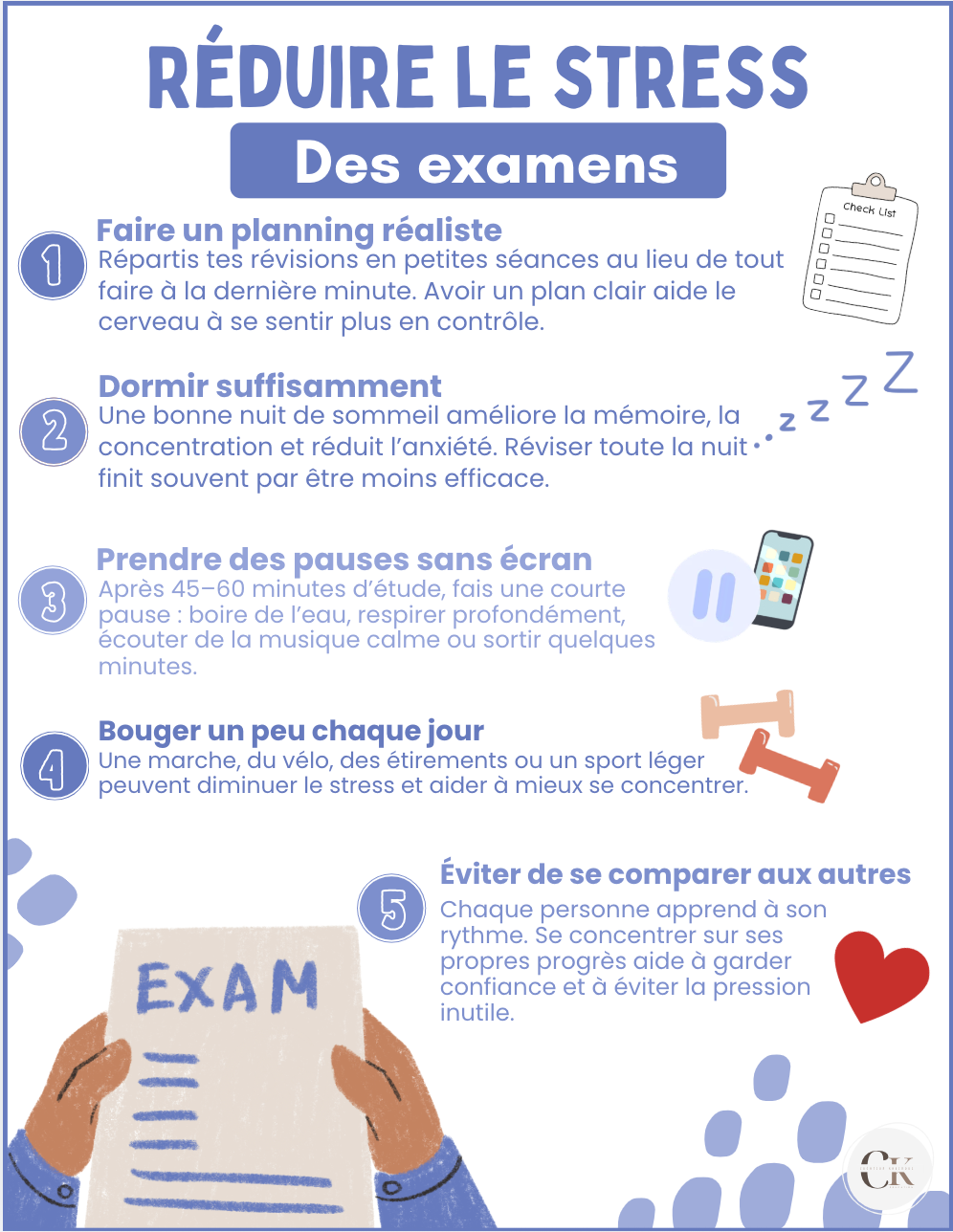 Affiche : Réduire le stress des examens